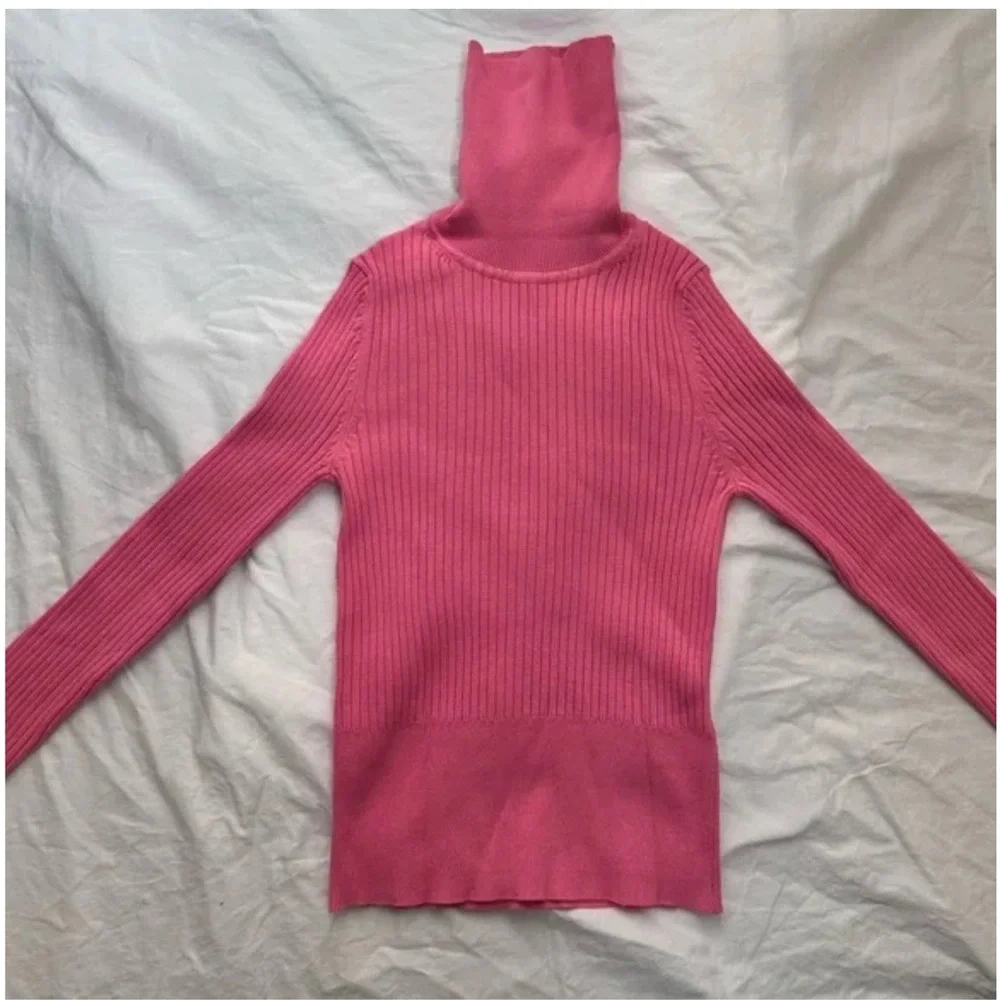 Zara Pink Ribbed Turtleneck Top - Picture 3 of 3